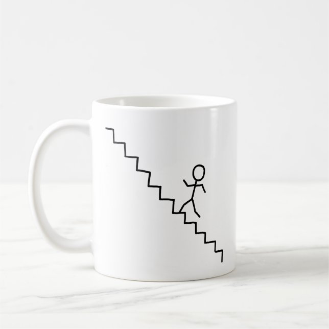 Pinneman som upp går trappormuggen kaffemugg (Vänster)