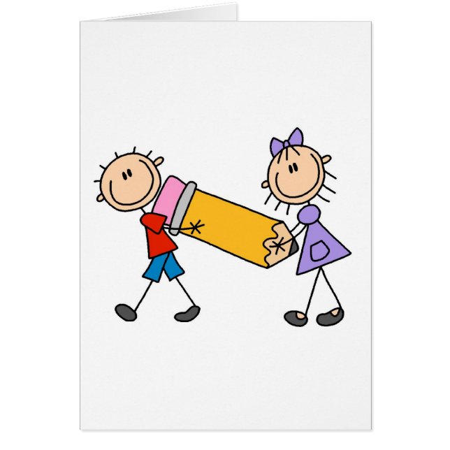 Pinneungar med ritar hälsningskort (Framsidan)