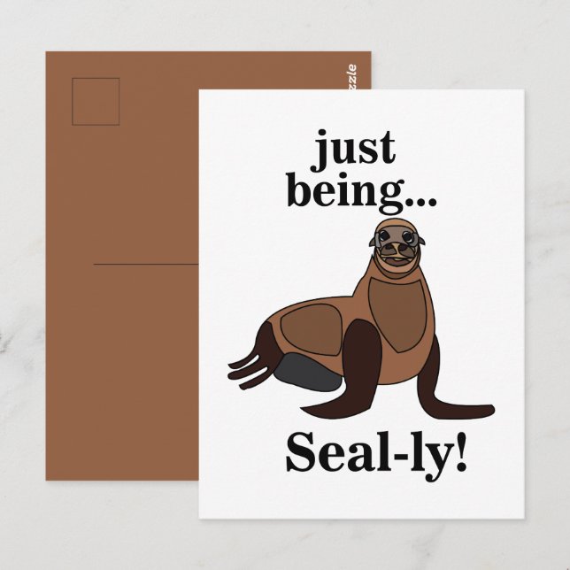 Pinnipeds Seal Funny Vykort (Fram/baksida)