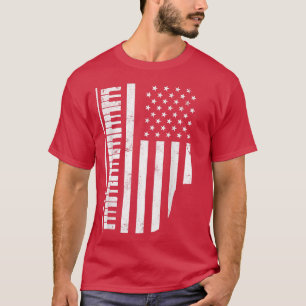 Pinno Tangentbord USA flagga Funny Musician Music T Shirt