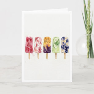 Pinnstång vattenfärg konstnärlig sommarstämning kort