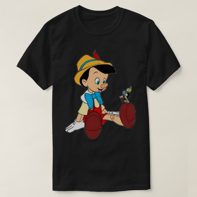 Pinochio och Cricketblåmärke T Shirt (Design framsida)