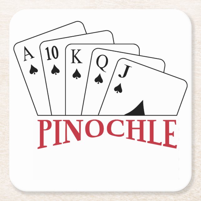 Pinochle-kort Underlägg Papper Kvadrat (Framsidan)