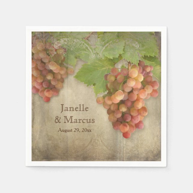 Pinot Grigio Vintage Winery Weasted Wood Bröllop Pappersservett (Framsidan)