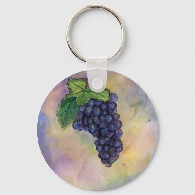 Pinot Noir Vin Grapes Keychain Nyckelring (Framsida)