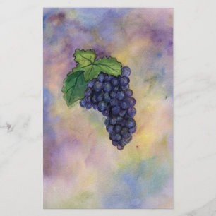 Pinot Noir Vin Grapes Stationery Brevpapper