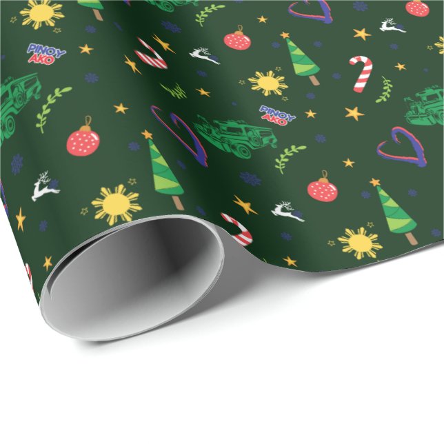 Pinoy Ako Filipino jul Mönster Presentpapper (Rullad Hörn)