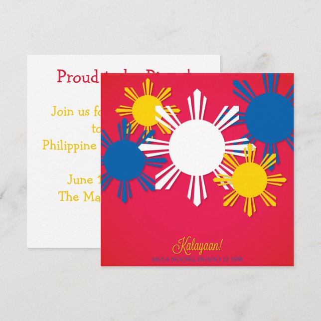 Pinoy filippinska självständighetsdag-inbjudan inbjudningar (Fram/baksida)