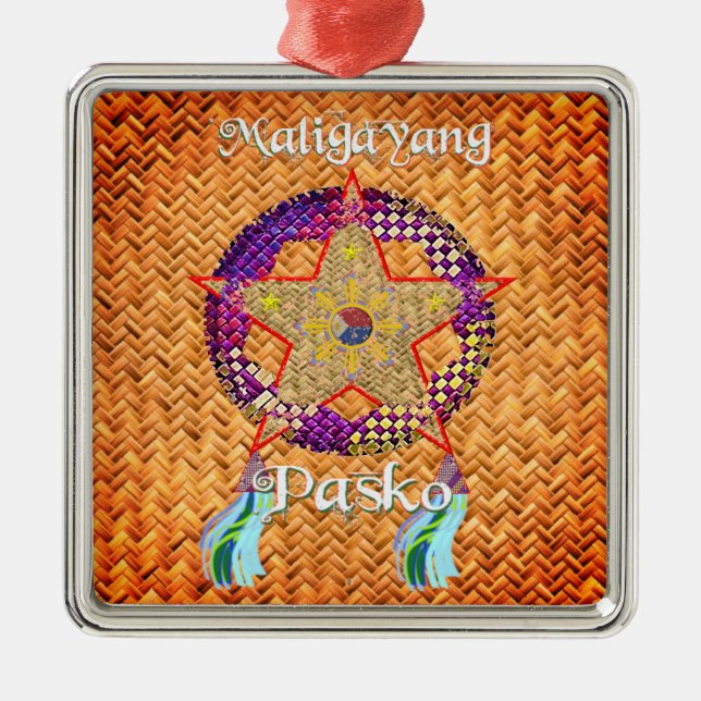 Pinoy jul Parol Banig Lantern Julgransprydnad Metall (Framsidan)