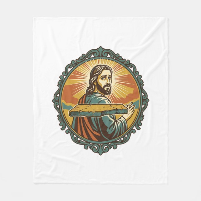 Pinsam Jesus Snubbar Plan Yta Allmän Klunga Fleecefilt (Framsidan)