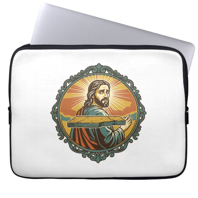 Pinsam Jesus Snubbar Plan Yta Allmän Klunga Laptop Fodral (Framsidan)