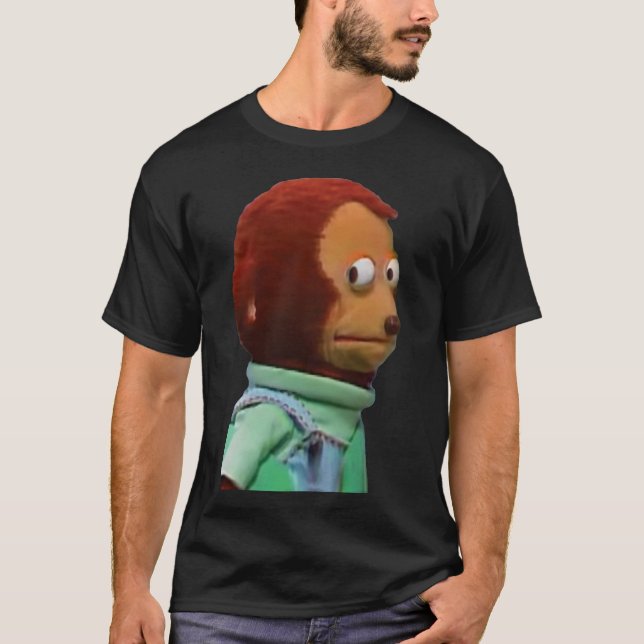 Pinsamt apa-handdocka-meme t shirt (Framsida)