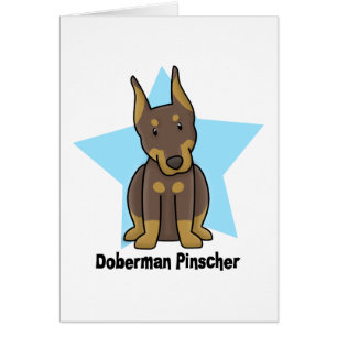 Pinscher för Doberman för Kawaii stjärna röd Hälsningskort