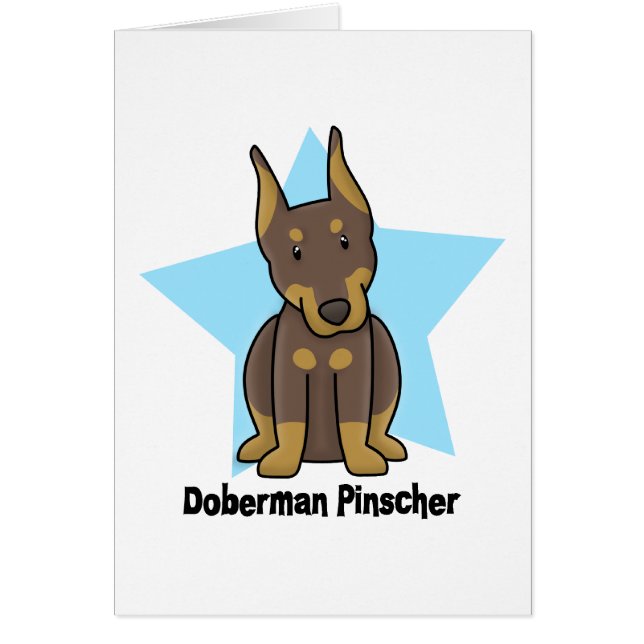 Pinscher för Doberman för Kawaii stjärna röd Hälsningskort (Framsidan)