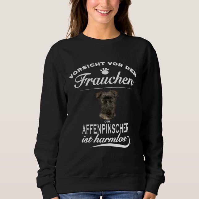 Pinscher   Vorsicht vor dem Frauchen  Affenpinsche T Shirt (Framsida)