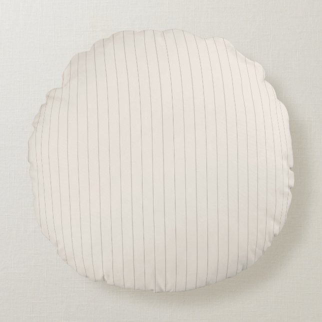 Pinstripe Pillow Round- Muted Olive Green on Beige Rund Kudde (Framsidan)