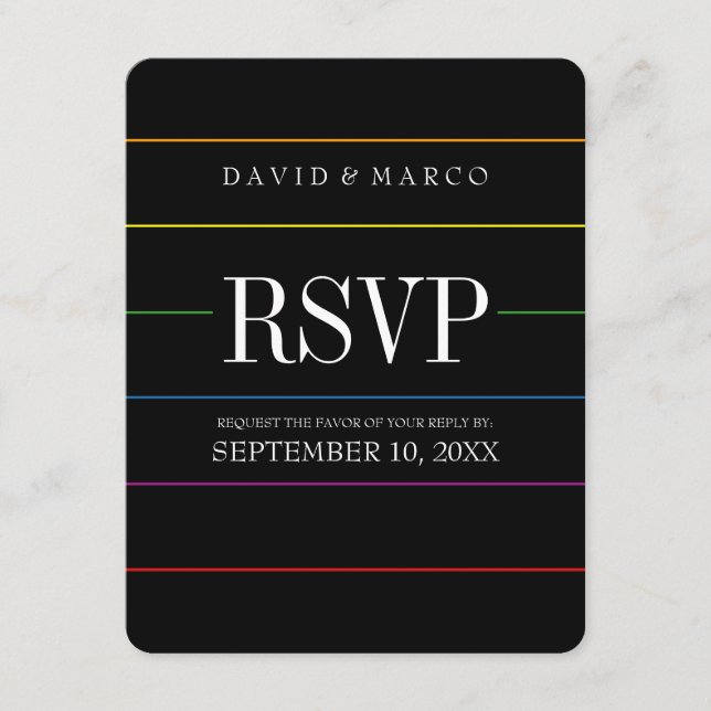 Pinstripe Pride Färger Svar Gay Bröllop (Framsida)