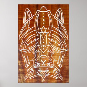 Pinstriped krympt Head Tiki affisch
