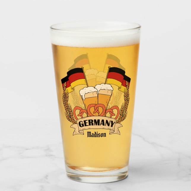 Pint glas för eget namn i tyska Beer (Baksida fylld)