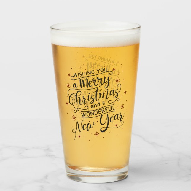 Pint Glass av god jul och Gott nytt år Glaskopp (Framsida fylld)