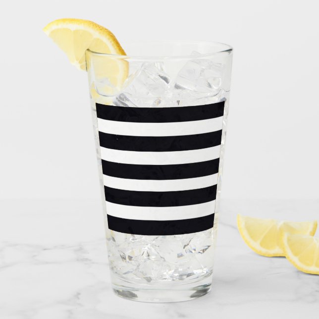 Pint Glass - Modern Chic Black and White Rand Glaskopp (Framsida Ice)