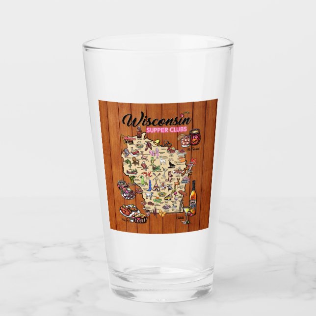 Pint Glass - Wisconsin Supper Klubb Karta Glaskopp (Framsida)