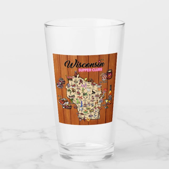 Pint Glass - Wisconsin Supper Klubb Karta Glaskopp (Framsida)