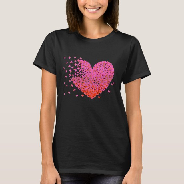 Pint Heart Butterflies Heart Tshirt T Shirt (Framsida)