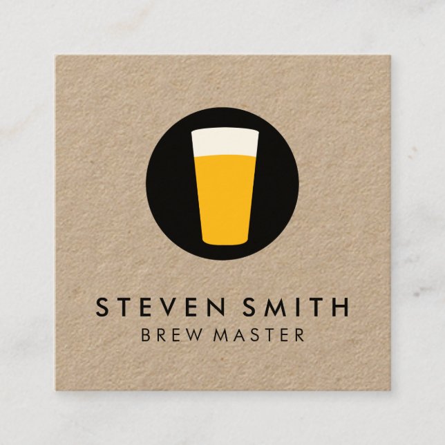 Pint of Beer Logotyp Black White Fyrkantigt Visitkort (Framsida)