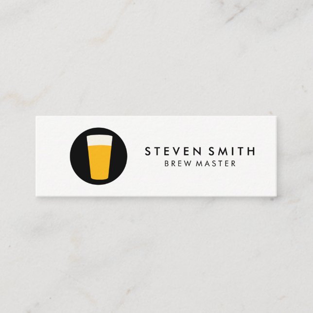 Pint of Beer Logotyp Black White Mini Visitkort (Framsida)