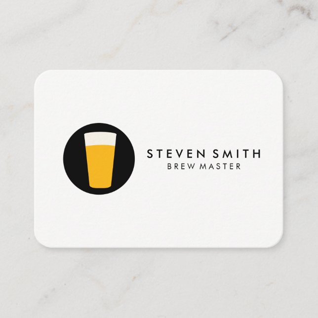 Pint of Beer Logotyp Black White Visitkort (Framsida)