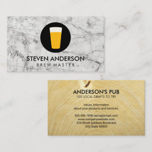 Pint of Beer Logotyp Trä Grain Sten Visitkort