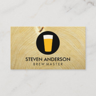 Pint of Beer Logotyp Trä Grain Visitkort
