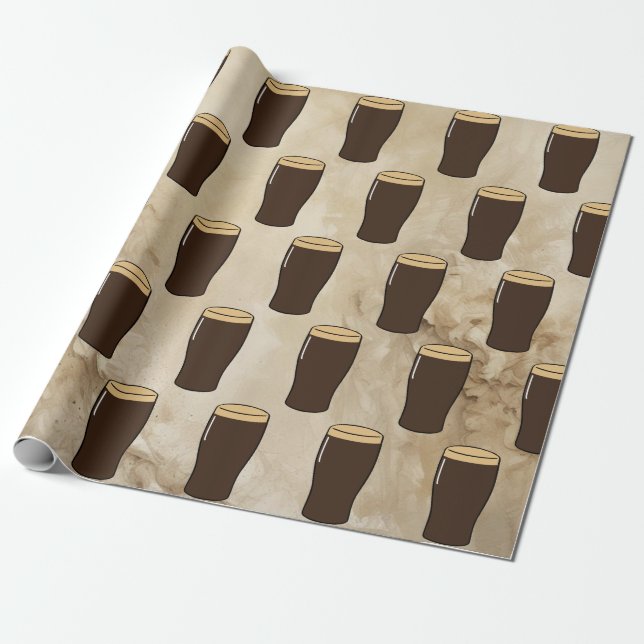 Pint of Irish Stout Beer Drinker Presentpapper (Utrullad)