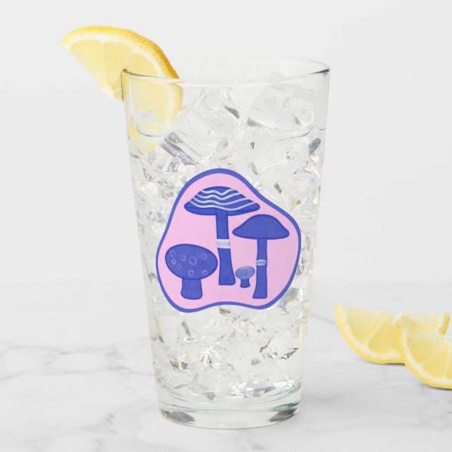 Pintglas för Rosa&blått svamp Glaskopp (Framsida Ice)