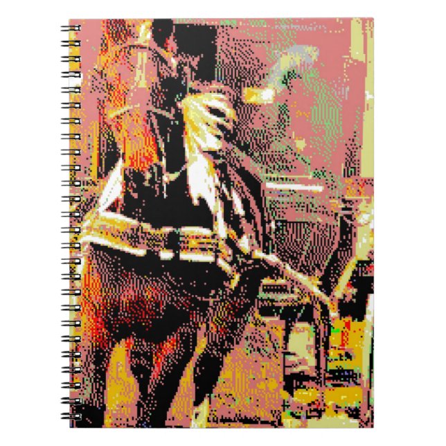 Pinto Amish Horse 8-bitars Art Anteckningsbok (Framsidan)