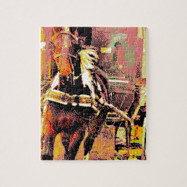 Pinto Amish Horse 8-bitars Art Pussel (Vertikal)