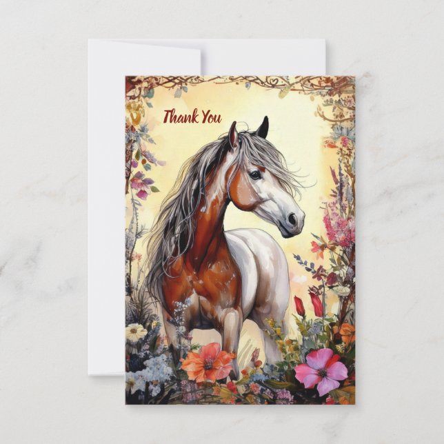 Pinto Horse and Flowers Tack Kort (Framsida)