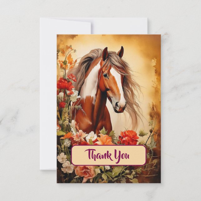 Pinto Horse and Flowers Tack Kort (Framsida)