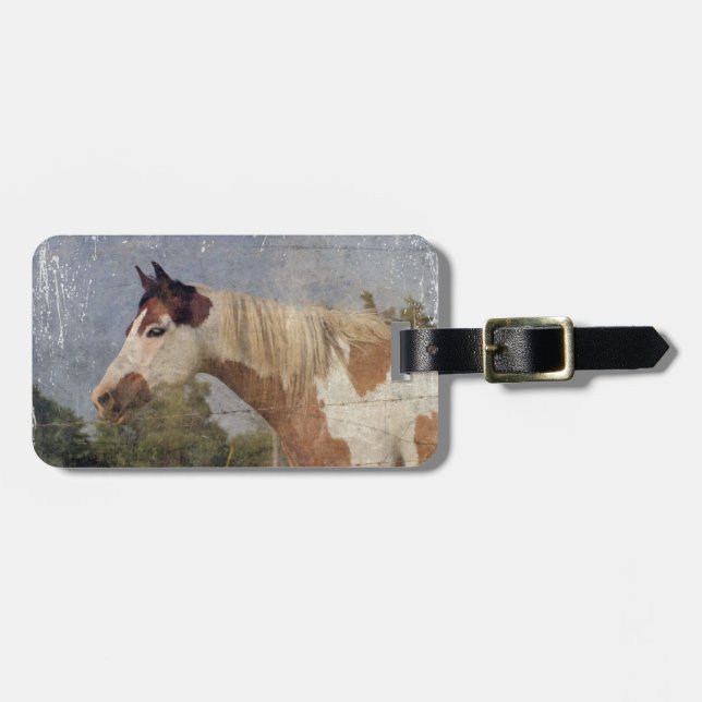 Pinto Horse Grunge Bagagebricka (Horisontell Framsida)