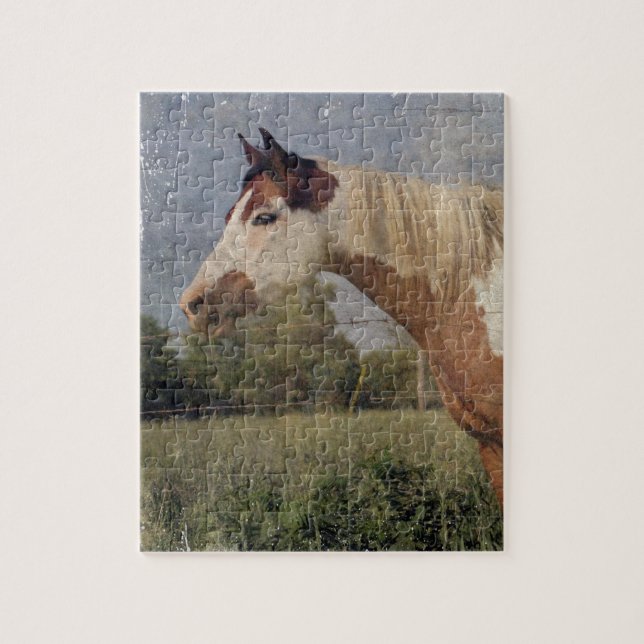Pinto Horse Grunge Pussel (Vertikal)