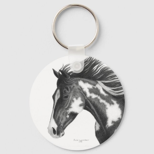 Pinto Horse Keychain Nyckelring (Framsida)