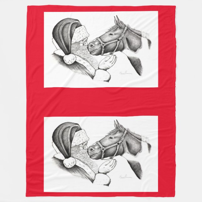 Pinto Horse och Jultomten Fleecefilt (Framsidan)