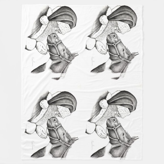 Pinto Horse och Jultomten Fleecefilt (Framsidan)