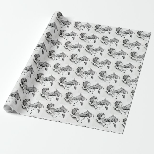 Pinto Horse och Jultomten Presentpapper (Utrullad)
