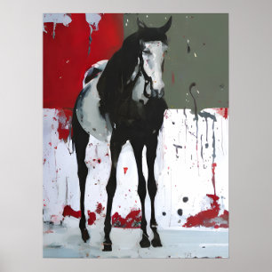 Pinto Horse Splatter Painting Poster