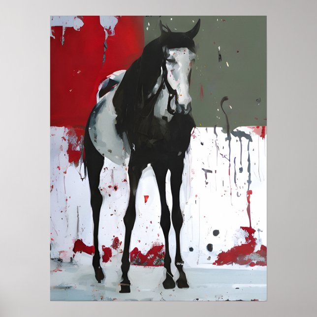 Pinto Horse Splatter Painting Poster (Framsidan)