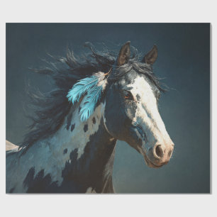 Pinto Mustang Häst Fjäder Accent Dekoupage Presentpapper