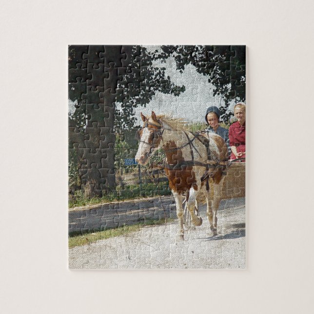 Pinto och children in buggy pussel (Vertikal)