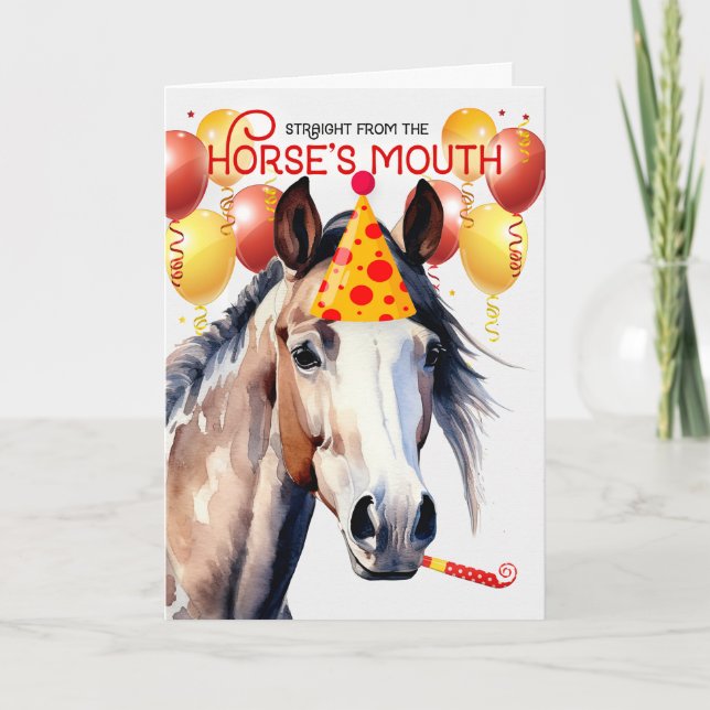Pinto Paint Horse Funny Birthday Kort (Framsida)
